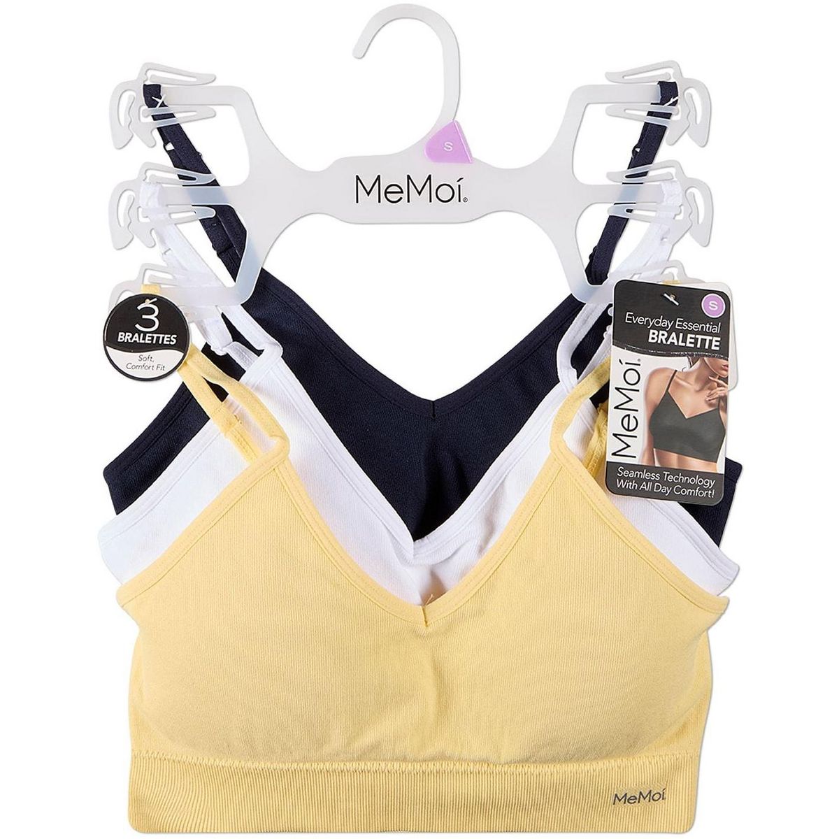 Memoi 3 Pack Women's Seamless Low-Back V-Neck Tag-Free Padded Pullover Bras - thumbnail 9