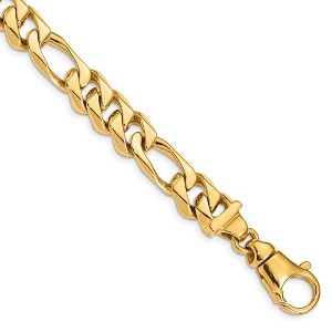 Black Bow Jewelry Men's 11mm 14K Yellow Gold Solid Flat Figaro Chain Bracelet, 8.5 Inch - 1 of 3