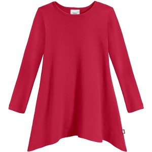City Threads USA-Made Cotton Soft Jersey Girls Long Sleeve Shark Bite Tunic - 1 of 4