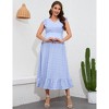 Coolmee Women Summer Maternity Maxi Dress Casual V Neck Ruffle Sleeve Tiered A Line Flowy Long Sundress with Pockets - 4 of 4