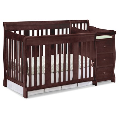 cherry crib with attached changing table