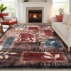 8x10 Washable Floral Patchwork Area Rug Ultra-Soft Non-Slip Geometric Modern Carpet Low-Pile Non-Shedding Foldable Bedroom Rugs for Living Room - 3 of 4