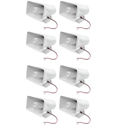 8) NEW PYLE PHSP5 8" 65W 8-Ohm Indoor & Outdoor PA Horns Speakers White Audio
