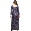 24seven Comfort Apparel Long Sleeve Empire Waist Maxi Dress in Grey Print - 3 of 4