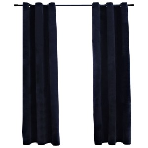 vidaXL Blackout Curtains with Rings 2 pcs Black 37"x84" Velvet - 1 of 1