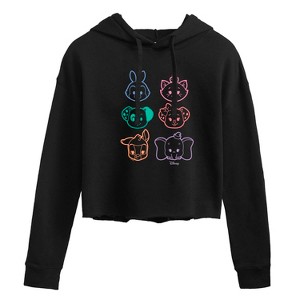 Women's - Disney Classics - Stacked Outline Faces Cropped Graphic Hoodie - 1 of 3