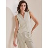 INSPIRE CHIC Women's Outfit Sleeveless Blazer Suit Vest Waistcoat Wide Leg Pants Sets 2 Pieces - 2 of 4