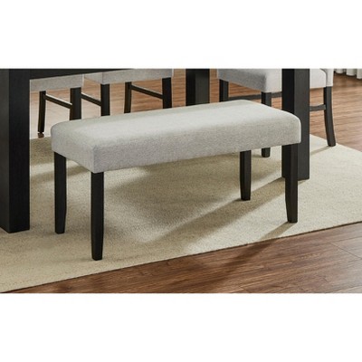 Vynxaria 41.3"W Contemporary Upholstered Dining Bench Light Gray Fabric, Black Finish Legs, Button-Tufted Seat, Standard Height