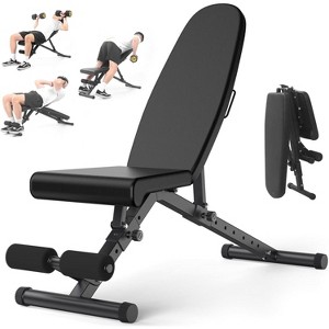 900Lbs Capacity Adjustable Weight Bench - 8 Backrest/3 Seat Positions, Foldable for Compact Home Gym Full Body Training - 1 of 4