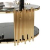 Modern Style Stainless Steel Circular Coffee Table, Black Tempered Glass Countertop - 2 of 4