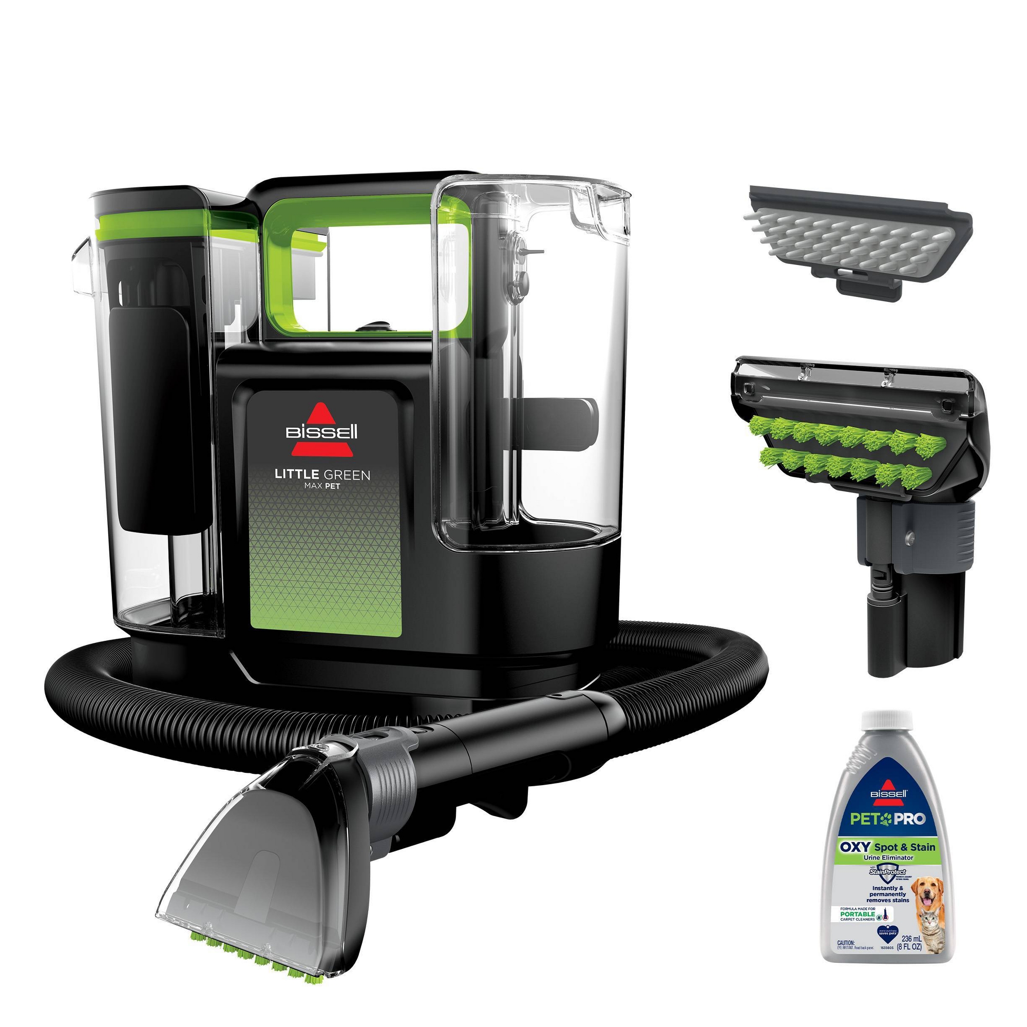 BISSELL Little Green Max Pet Hair Pick-Up Portable Carpet Cleaner 3857 - 3" Cleaning Path Black