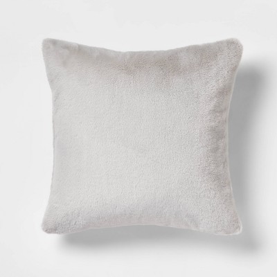 Faux Rabbit Fur Square Throw Pillow Gray - Threshold™