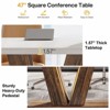 Lirago Farmhouse Dining Table-Rustic White and Oak Engineered Wood Rectangular Table with Pedestal Base Seats 4-6 47.24"Lx31.5"W - 4 of 4
