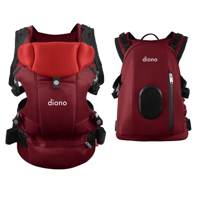 Image of Diono Carus Complete 4-in-1 Baby Carrier, Detachable Backpack, Front & Back Carry, Red