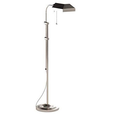 Adjustable Pharmacy Floor Lamp in Brushed Steel 46" Height