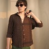 Campus Sutra Men Men's Chocolate Brown Chunky-Seersucker Shirt - 2 of 4