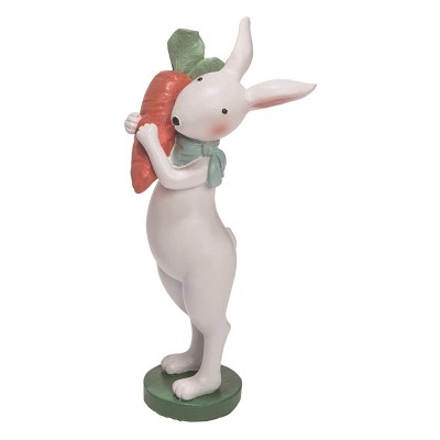 Transpac Resin 10 in. White Easter Bandana Bunny with Carrot Figurine