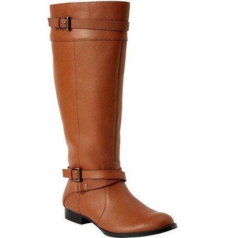 Cognac wide 2024 calf boots