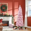 Aghana Digitals 6ft Slim Pink Artificial Christmas Tree with Snow Flocked Pine Shape, Realistic - 2 of 4