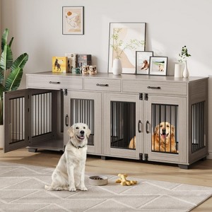 homfan Dog Crate for 2 Dogs, 71'' XXL Indoor Dog Kennel with 3 Drawers and Removable Room Divider - 1 of 4