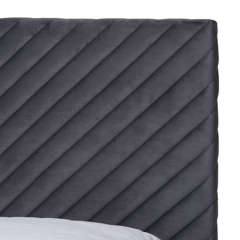 Fabrico Velvet Fabric Upholstered and Metal Platform Bed - Baxton Studio, 5 of 10