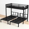 Twin XL Over Twin & Twin Triple Bunk Bed, Metal L-Shaped Bunk Bed with Shelf and Built-in Table for Kids or Guests,kids bed - 4 of 4