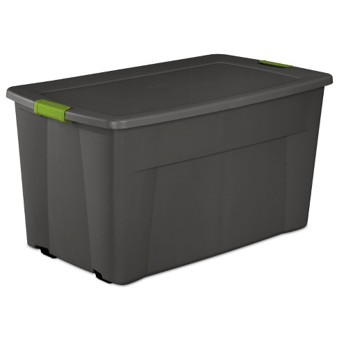 Sterilite 45gal Latching Storage Tote - Gray With Green Latch : Target
