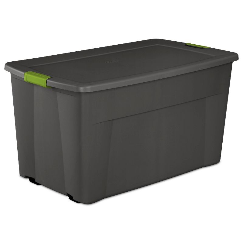 Sterilite 45gal Latching Storage Tote - Gray with Green Latch, 1 of 8