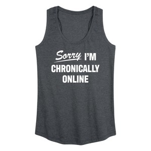 Women's - Instant Message - Sorry I'm Chronically Online Graphic Racerback Tank - 1 of 4