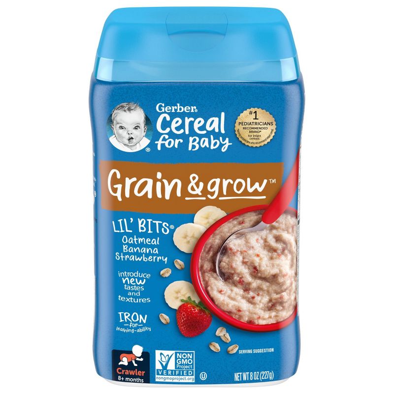 Gerber Lil' Bits Oatmeal Banana Strawberry Baby Cereal - 8oz, 1 of 10