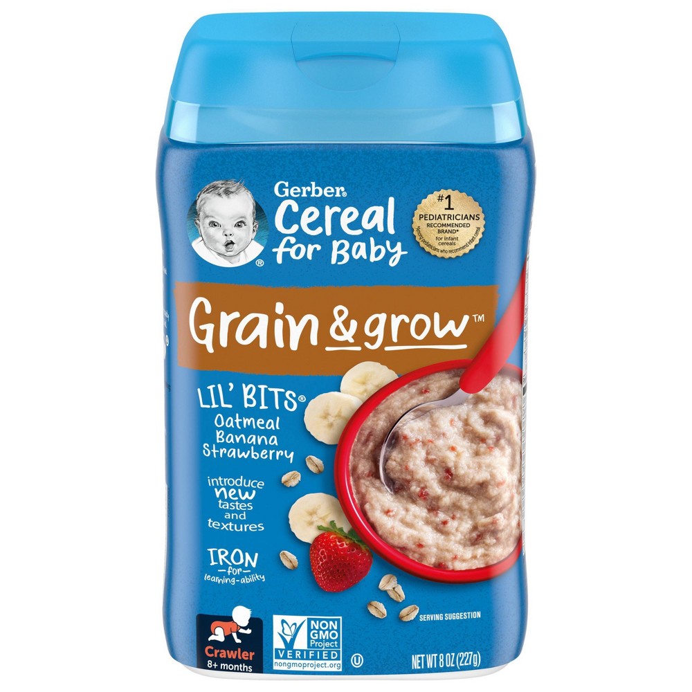 UPC 015000070311 product image for Gerber Lil' Bits Oatmeal Banana Strawberry Baby Cereal - 8oz | upcitemdb.com