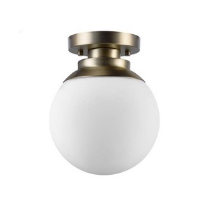 Globe Electric Portland 9.91 in. H X 8 in. W X 8 in. L Brass White Ceiling Light - 1 of 4