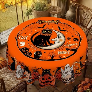 Halloween Tablecloth Witch Spiderweb Pumpkin Festival Table Cloth Washable Fabric Table Cover for Kitchen Dining Party Picnic - 1 of 4