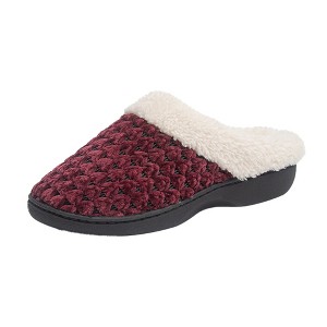 Roxoni Women's Fleece Trim Knit Sweater Furr Clog Indoor Outdoor Slipper - 1 of 4