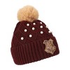 Harry Potter Hogwarts Crest & Pearl Appliques Maroon Cuff Beanie - 3 of 4