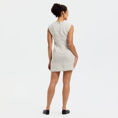 Женские платья A New Day Women's Sleeveless Mini Shift Dress - A New Day™ Cream Check XL — фото 2