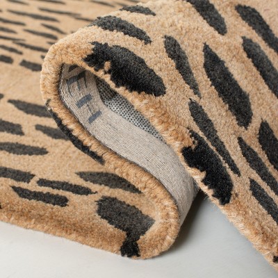 Handmade Tufted Round Leopard Print Wool Rug