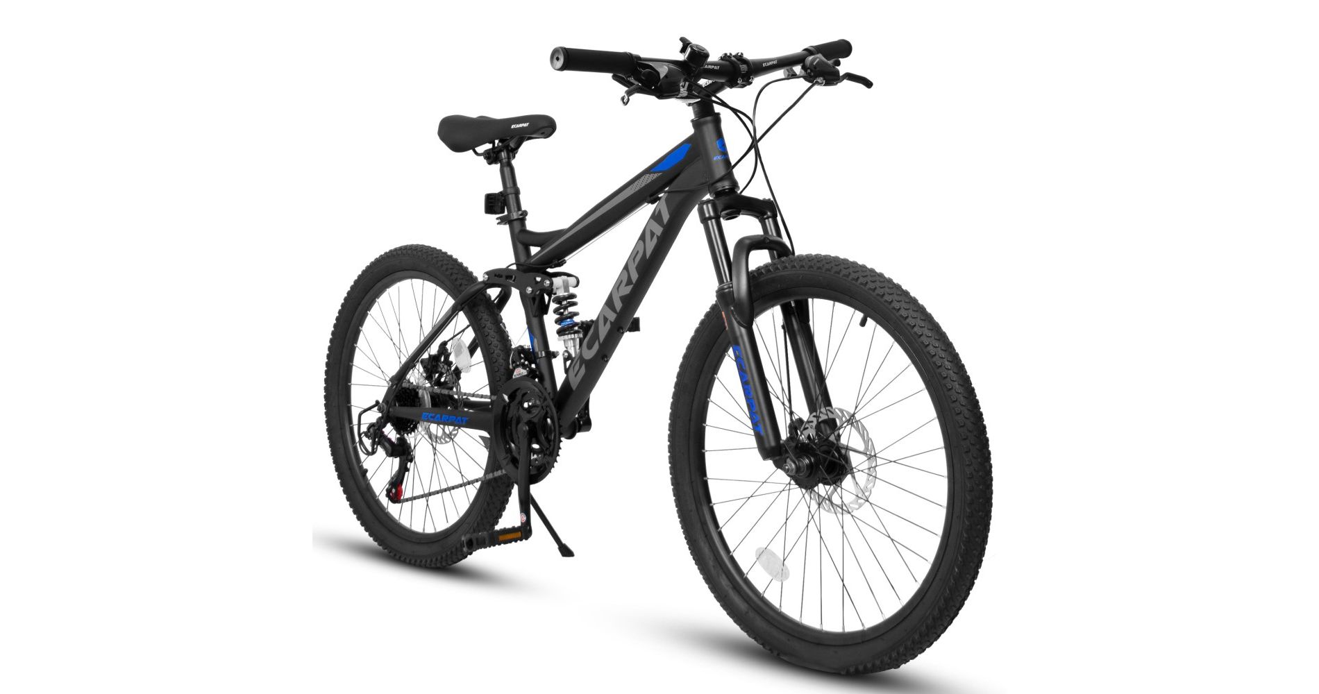 Zeus & Ruta Black 27.5" Full Suspension Mountain Bike with 21-Speed Shifter, Dual Shock Absorbers, Mechanical Disc Brakes