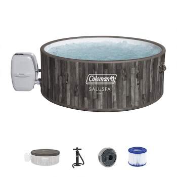Coleman Sicily SaluSpa Inflatable Round Outdoor Hot Tub Spa with 180 Soothing AirJets, Filter Cartridge, and Insulated Cover