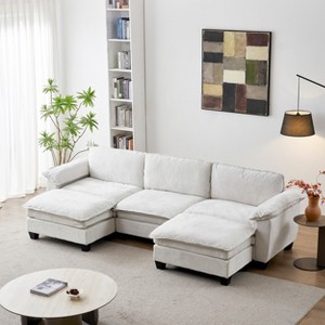 KWPZQEB Sectional Sofa, Modern Chenille Couch Sofa w/ Double-Layer Seat Cushion&Armrest, 2/3/4-Seater Sofa w/ Deep Seat for Living Room - 1 of 4