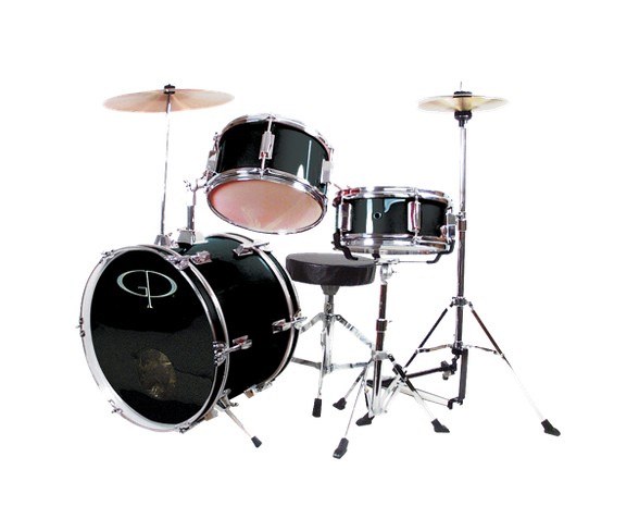 GP Percussion GP50 3-pc. Complete Junior Drum Set - Black