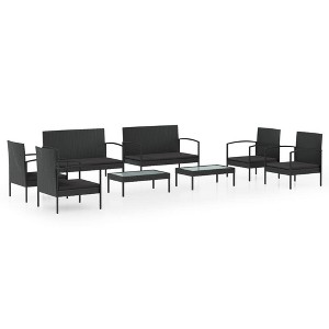 vidaXL Patio Lounge Set Outdoor Sectional Sofa Set Garden Loveseat Poly Rattan - 8 Piece Black - 1 of 4