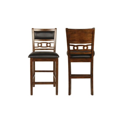 New Classic Furniture,Furniture Gia Faux Leather Counter Chairs In Brown (Set Of 2)