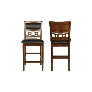New Classic Furniture,Furniture Gia Faux Leather Counter Chairs In Brown (Set Of 2) - 1 of 4