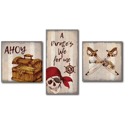 Courtside Market A Pirate A, B, & C 12x24, 16x16, & 16x16 Gallery-Wrapped Canvas