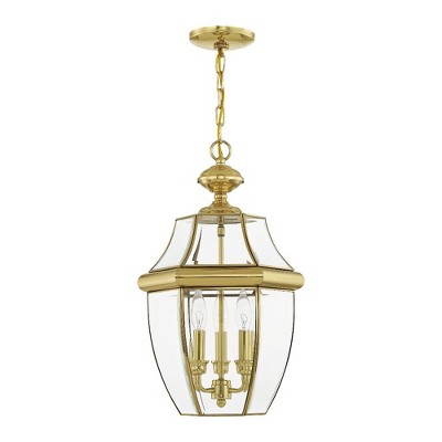 Monterey 21" Polished Brass and Clear Glass Outdoor Pendant Light