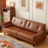 ATJafurn 86 inch Genuine Leather Sofa, Mid-Century Modern Upholstered Sectional Couch Retro Luxurious Loveseat for Living Room Bedroom Office - 3 of 4