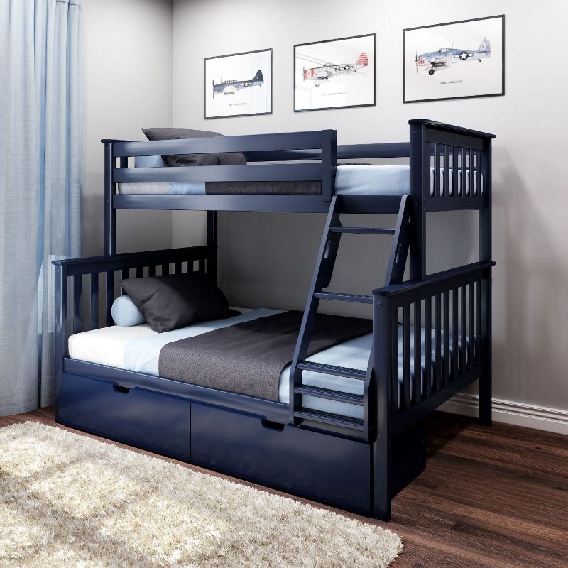 Max & Lily Twin over Full Bunk Bed with Under Bed Storage Drawers, 3 of 9