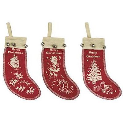 Primitives By Kathy Retro Christmas Felt Stocking Ornaments Set of 3