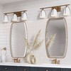 3-Light Aubrey Farmhouse Wall Light Fixture Gold Brass/White - Nathan James: Elegant Bathroom Lighting, No Bulbs Included - 3 of 4